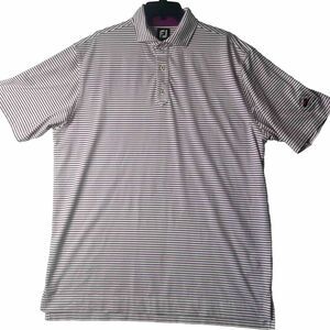 Foot Joy Men’s L Polo Golf Performance Pink Striped Logo Country Club